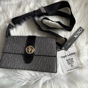 XOXO Black and Gray Vegan Leatherr Crossbody Bag NWT